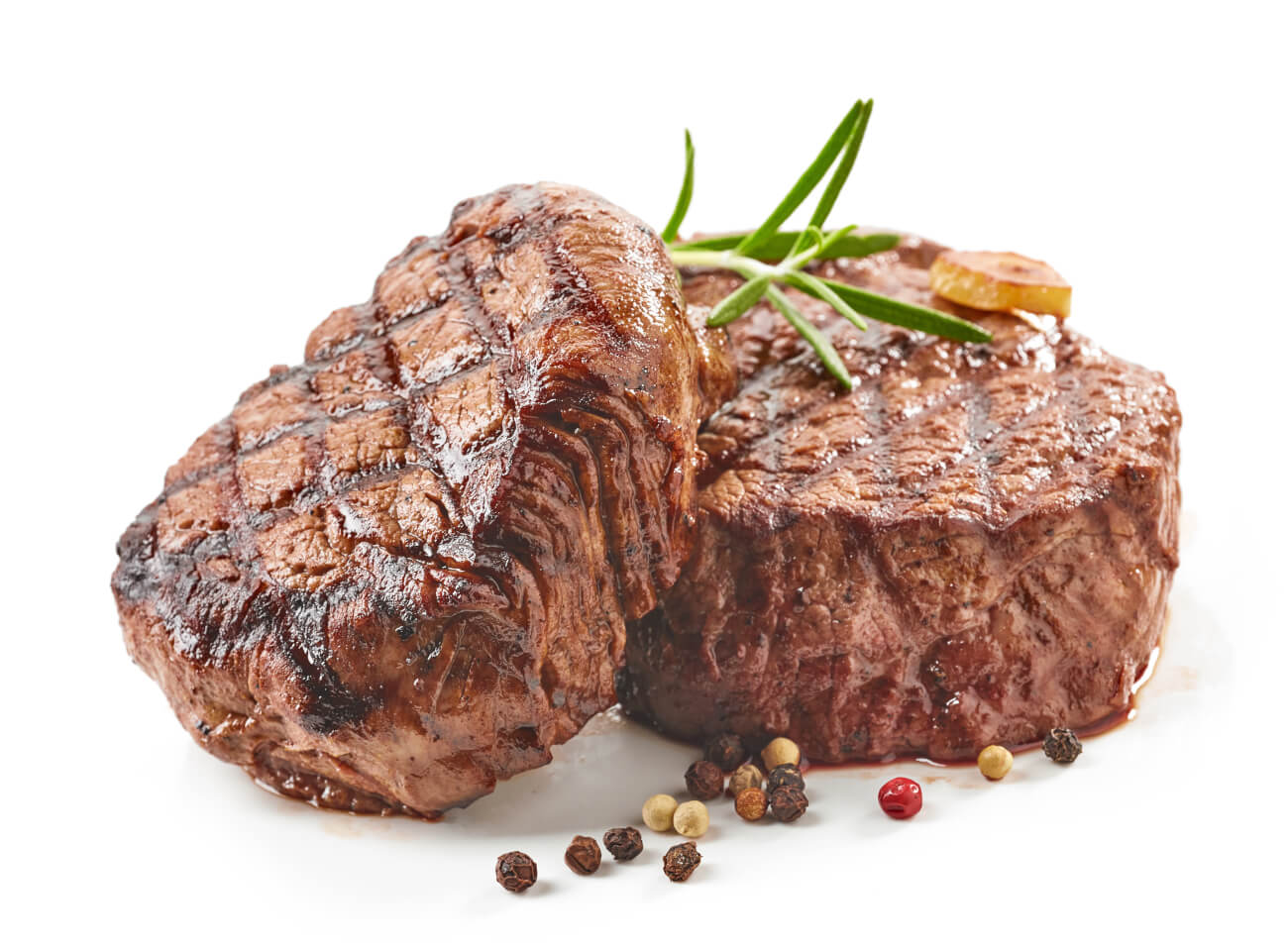 grilled beef steaks with spices isolated on white background Steak Fillets.jpg